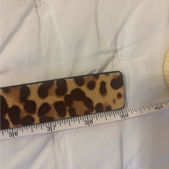 Express Calf Hair Leopard Print Belt with Gold Buckle - Picture 9 of 10